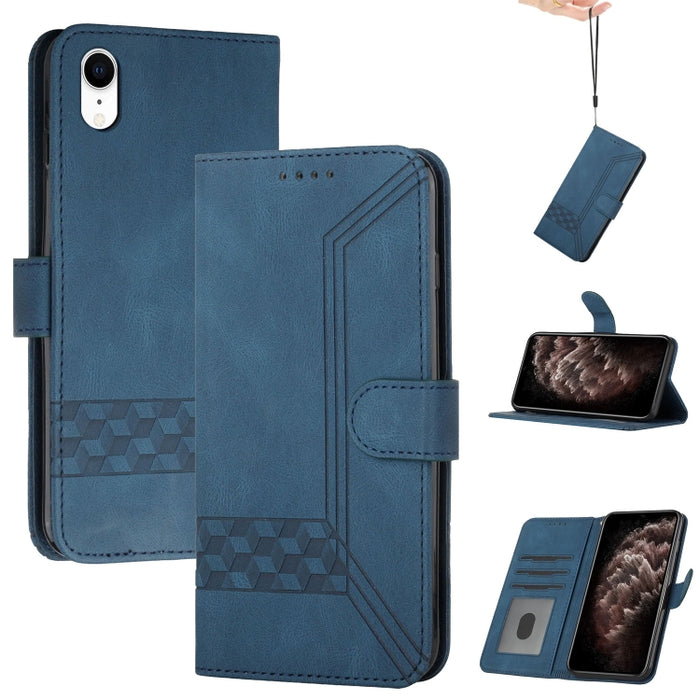 Estuche para teléfono de cuero con tapa y sensación de piel cúbica