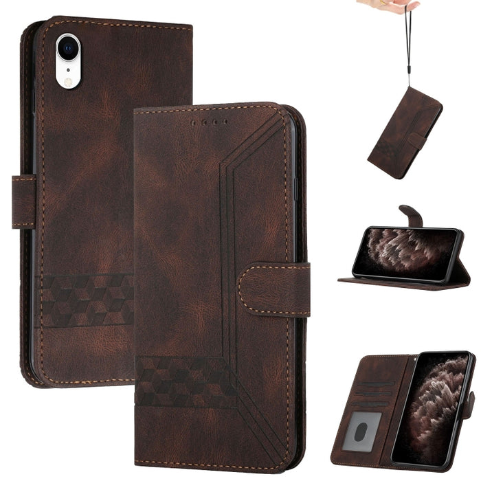 Estuche para teléfono de cuero con tapa y sensación de piel cúbica