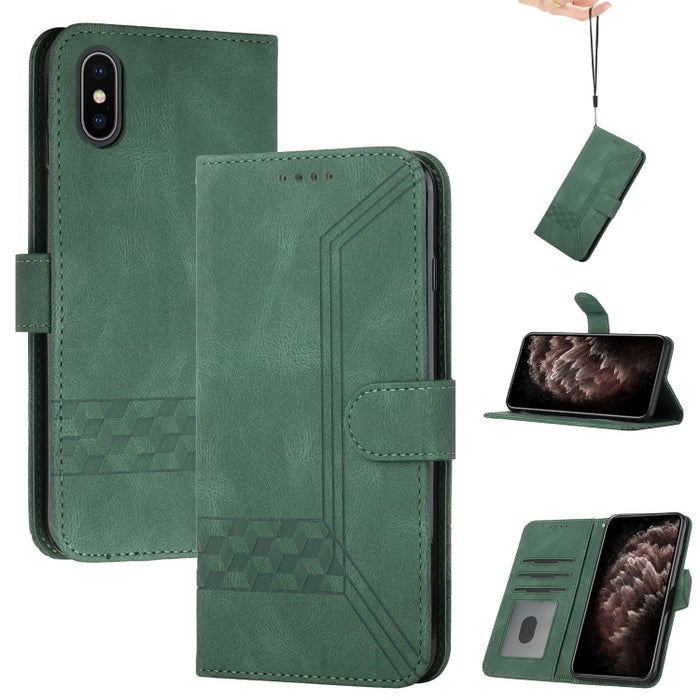 Estuche para teléfono de cuero con tapa y sensación de piel cúbica