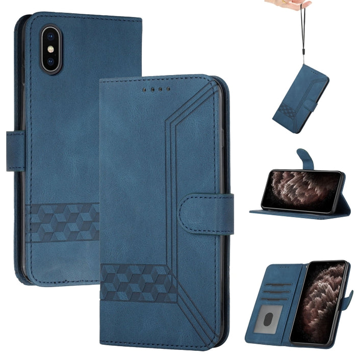 Estuche para teléfono de cuero con tapa y sensación de piel cúbica