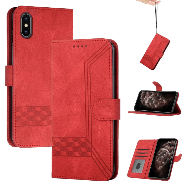 Estuche para teléfono de cuero con tapa y sensación de piel cúbica