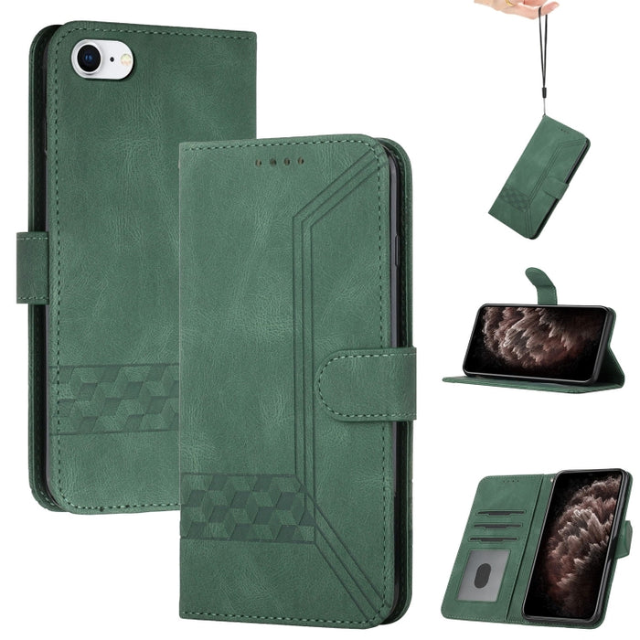 Estuche para teléfono de cuero con tapa y sensación de piel cúbica