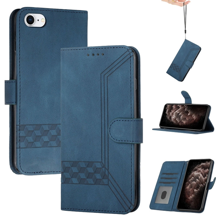 Estuche para teléfono de cuero con tapa y sensación de piel cúbica