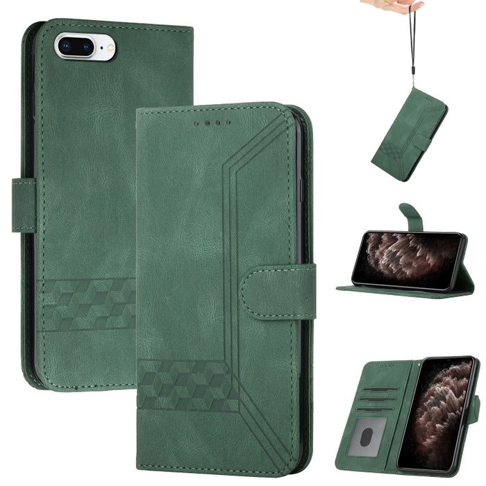 Estuche para teléfono de cuero con tapa y sensación de piel cúbica