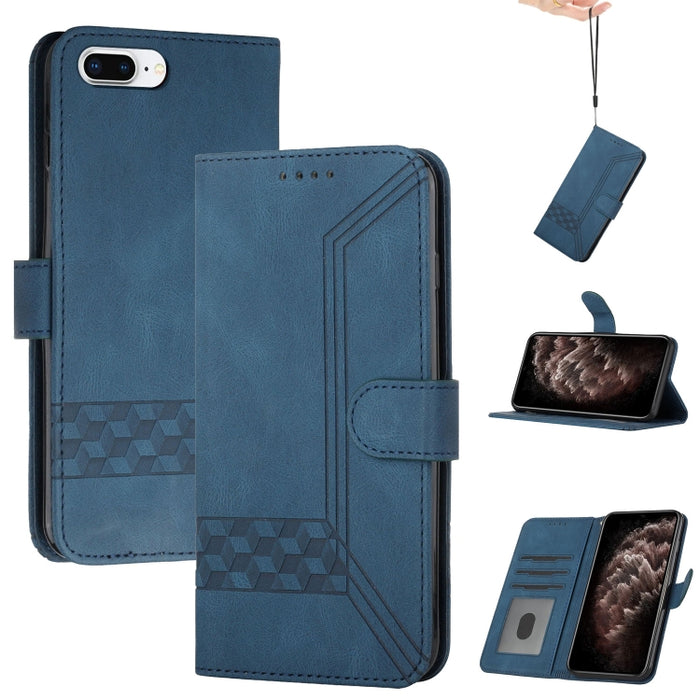 Estuche para teléfono de cuero con tapa y sensación de piel cúbica