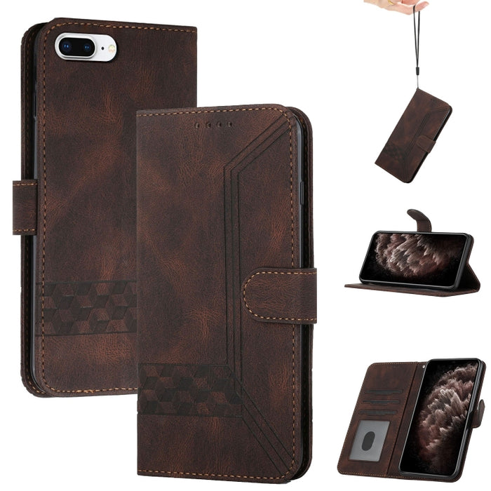 Estuche para teléfono de cuero con tapa y sensación de piel cúbica