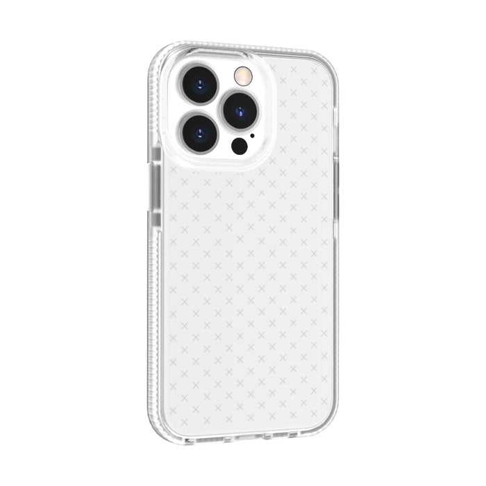 Caja del teléfono de TPU transparente a prueba de golpes con patrón de cuadrícula