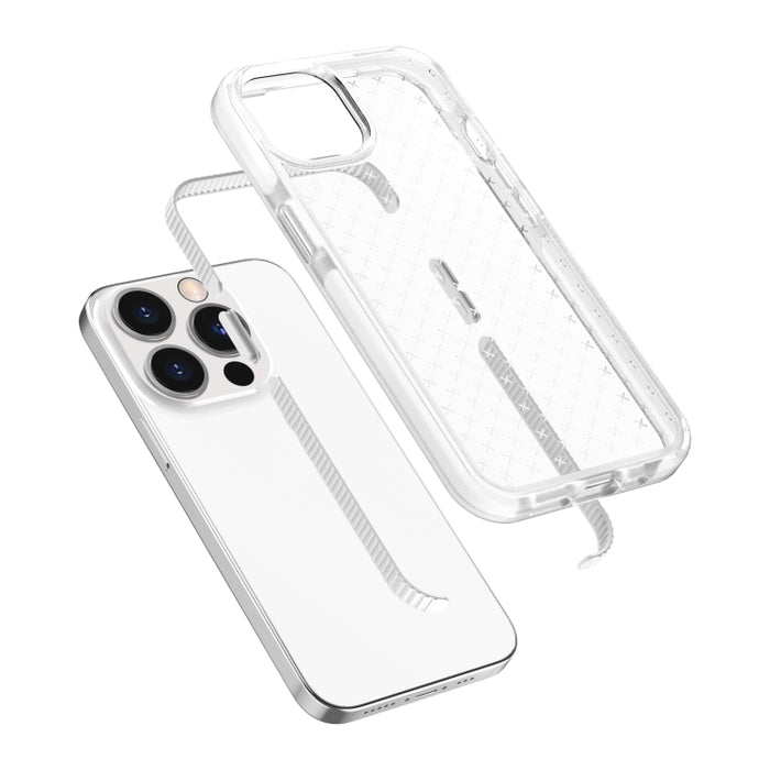 Caja del teléfono de TPU transparente a prueba de golpes con patrón de cuadrícula