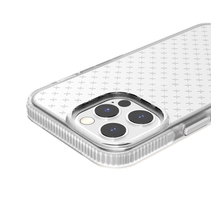 Caja del teléfono de TPU transparente a prueba de golpes con patrón de cuadrícula