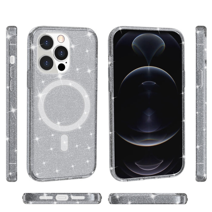 Estuche para teléfono magnético MagSafe con polvo de purpurina estilo Terminator