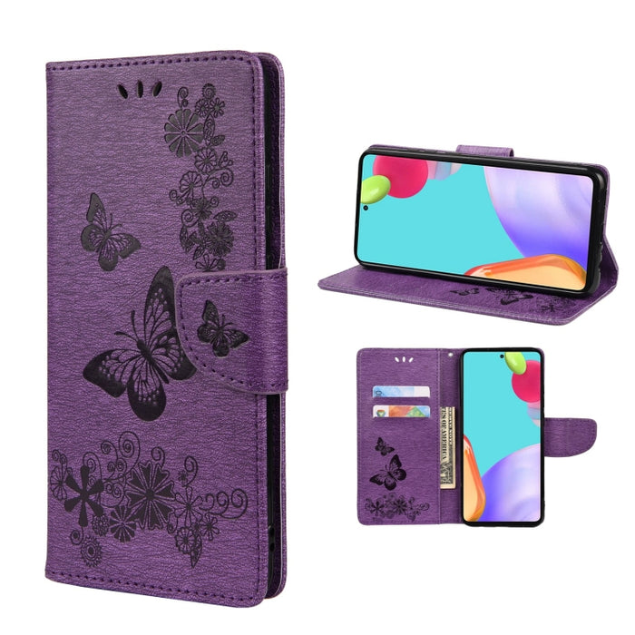 Estuche para teléfono de cuero con tapa horizontal en relieve de mariposa con ranura para tarjeta y soporte, For Samsung Galaxy A33 5G, For Samsung Galaxy A53 5G, For Xiaomi Redmi Note 11 Pro, For Xiaomi Redmi Note 11 5G