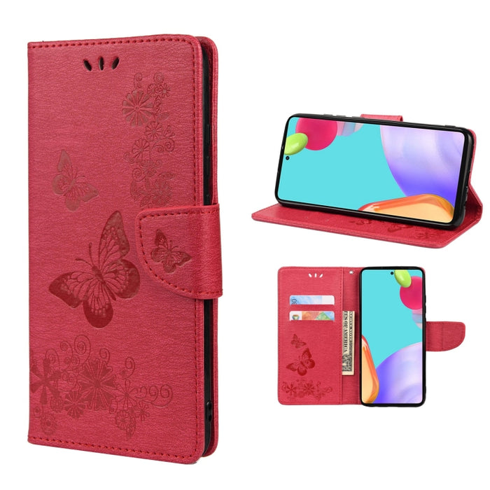 Estuche para teléfono de cuero con tapa horizontal en relieve de mariposa con ranura para tarjeta y soporte, For Samsung Galaxy A33 5G, For Samsung Galaxy A53 5G, For Xiaomi Redmi Note 11 Pro, For Xiaomi Redmi Note 11 5G