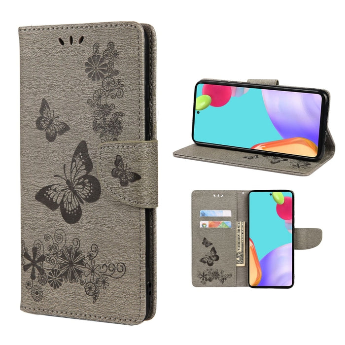 Estuche para teléfono de cuero con tapa horizontal en relieve de mariposa con ranura para tarjeta y soporte, For Samsung Galaxy A33 5G, For Samsung Galaxy A53 5G, For Xiaomi Redmi Note 11 Pro, For Xiaomi Redmi Note 11 5G