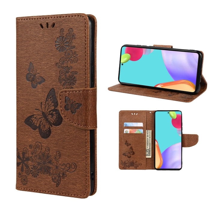 Estuche para teléfono de cuero con tapa horizontal en relieve de mariposa con ranura para tarjeta y soporte, For Samsung Galaxy A33 5G, For Samsung Galaxy A53 5G, For Xiaomi Redmi Note 11 Pro, For Xiaomi Redmi Note 11 5G