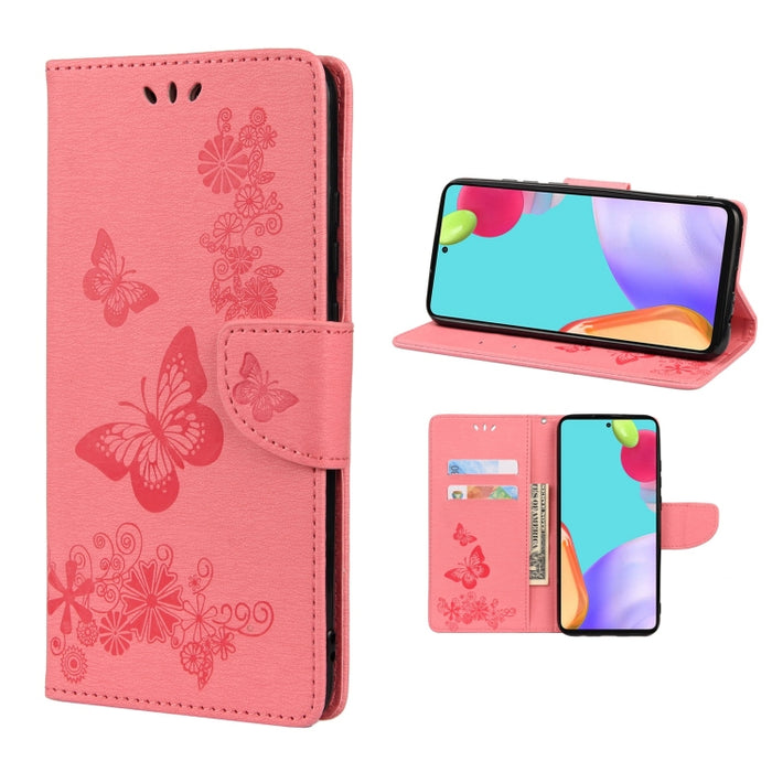 Estuche para teléfono de cuero con tapa horizontal en relieve de mariposa con ranura para tarjeta y soporte, For Samsung Galaxy A33 5G, For Samsung Galaxy A53 5G, For Xiaomi Redmi Note 11 Pro, For Xiaomi Redmi Note 11 5G