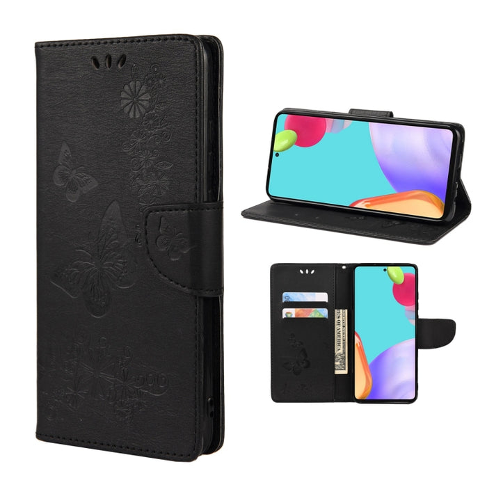 Estuche para teléfono de cuero con tapa horizontal en relieve de mariposa con ranura para tarjeta y soporte, For Samsung Galaxy A33 5G, For Samsung Galaxy A53 5G, For Xiaomi Redmi Note 11 Pro, For Xiaomi Redmi Note 11 5G