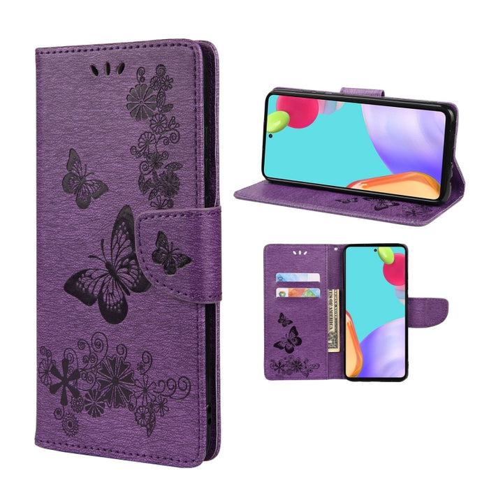 Estuche para teléfono de cuero con tapa horizontal en relieve de mariposa con ranura para tarjeta y soporte, For Samsung Galaxy A33 5G, For Samsung Galaxy A53 5G, For Xiaomi Redmi Note 11 Pro, For Xiaomi Redmi Note 11 5G