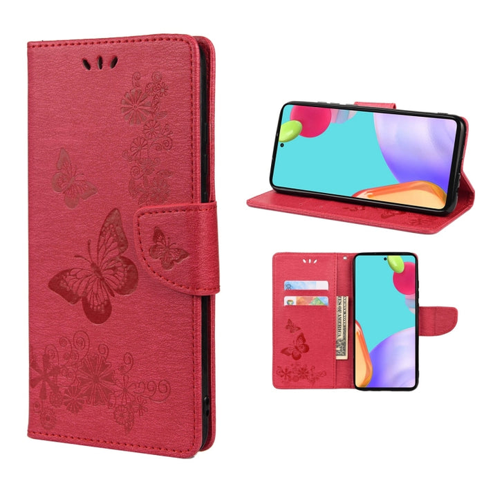 Estuche para teléfono de cuero con tapa horizontal en relieve de mariposa con ranura para tarjeta y soporte, For Samsung Galaxy A33 5G, For Samsung Galaxy A53 5G, For Xiaomi Redmi Note 11 Pro, For Xiaomi Redmi Note 11 5G