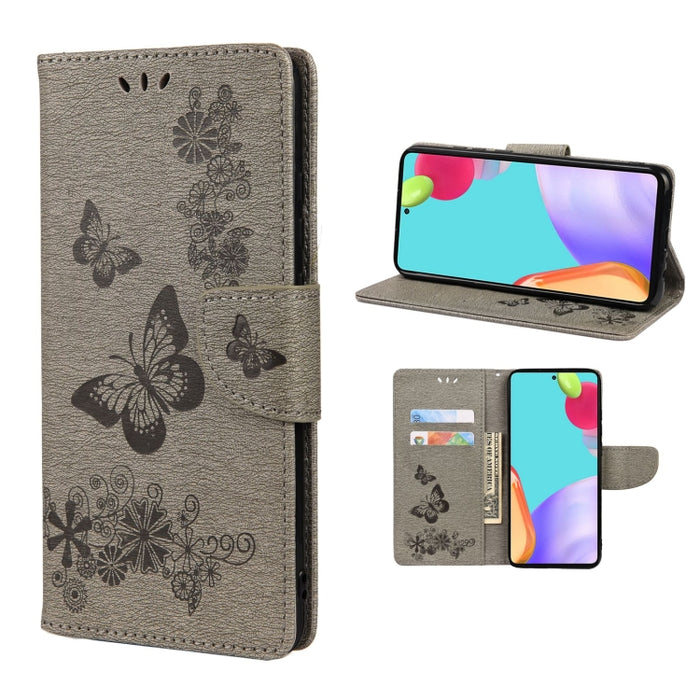 Estuche para teléfono de cuero con tapa horizontal en relieve de mariposa con ranura para tarjeta y soporte, For Samsung Galaxy A33 5G, For Samsung Galaxy A53 5G, For Xiaomi Redmi Note 11 Pro, For Xiaomi Redmi Note 11 5G