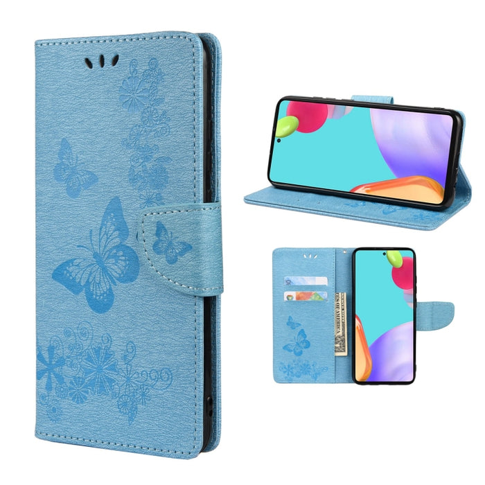 Estuche para teléfono de cuero con tapa horizontal en relieve de mariposa con ranura para tarjeta y soporte, For Samsung Galaxy A33 5G, For Samsung Galaxy A53 5G, For Xiaomi Redmi Note 11 Pro, For Xiaomi Redmi Note 11 5G