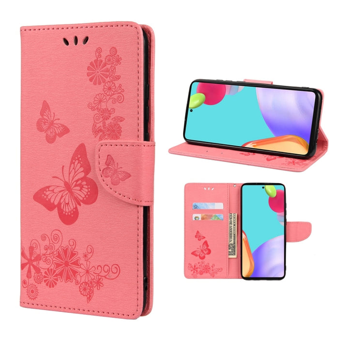 Estuche para teléfono de cuero con tapa horizontal en relieve de mariposa con ranura para tarjeta y soporte, For Samsung Galaxy A33 5G, For Samsung Galaxy A53 5G, For Xiaomi Redmi Note 11 Pro, For Xiaomi Redmi Note 11 5G