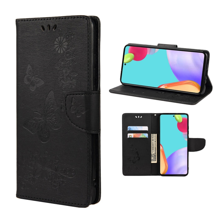 Estuche para teléfono de cuero con tapa horizontal en relieve de mariposa con ranura para tarjeta y soporte, For Samsung Galaxy A33 5G, For Samsung Galaxy A53 5G, For Xiaomi Redmi Note 11 Pro, For Xiaomi Redmi Note 11 5G