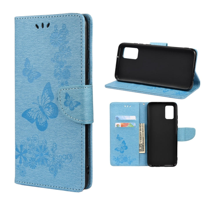 Estuche para teléfono de cuero con tapa horizontal en relieve de mariposa con ranura para tarjeta y soporte, For Samsung Galaxy A33 5G, For Samsung Galaxy A53 5G, For Xiaomi Redmi Note 11 Pro, For Xiaomi Redmi Note 11 5G