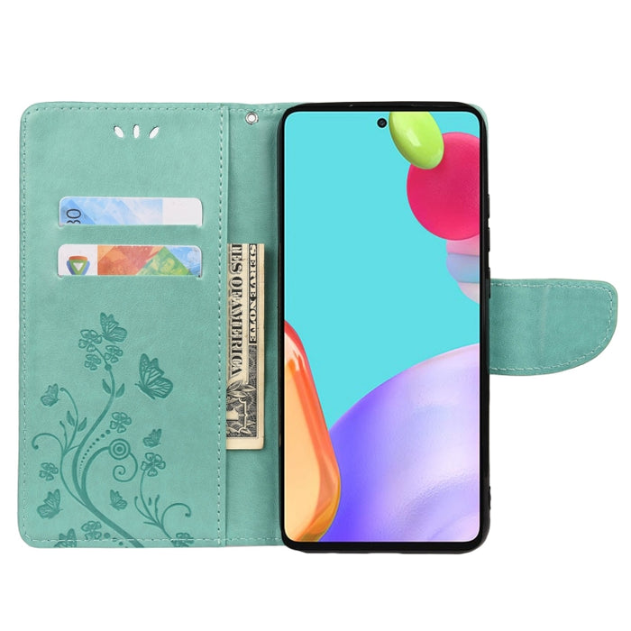 Estuche para teléfono de cuero con tapa horizontal con patrón de flores de mariposa con ranura para tarjeta y soporte, For Samsung Galaxy A33 5G, For Samsung Galaxy A53 5G, For Xiaomi Redmi Note 11 Pro, For Xiaomi Redmi Note 11