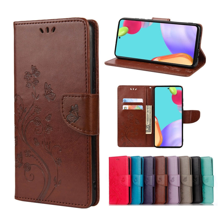 Estuche para teléfono de cuero con tapa horizontal con patrón de flores de mariposa con ranura para tarjeta y soporte, For Samsung Galaxy A33 5G, For Samsung Galaxy A53 5G, For Xiaomi Redmi Note 11 Pro, For Xiaomi Redmi Note 11