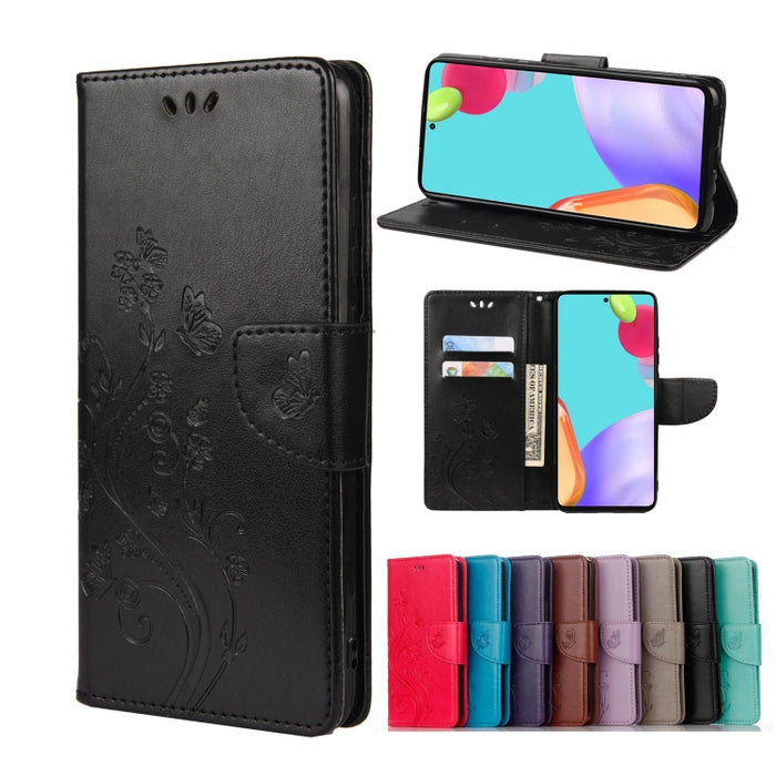 Estuche para teléfono de cuero con tapa horizontal con patrón de flores de mariposa con ranura para tarjeta y soporte, For Samsung Galaxy A33 5G, For Samsung Galaxy A53 5G, For Xiaomi Redmi Note 11 Pro, For Xiaomi Redmi Note 11