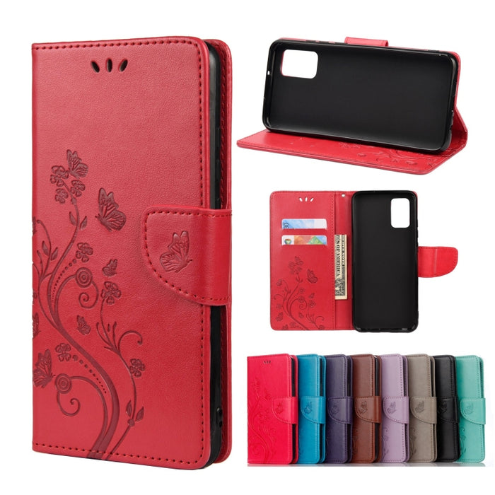 Estuche para teléfono de cuero con tapa horizontal con patrón de flores de mariposa con ranura para tarjeta y soporte, For Samsung Galaxy A33 5G, For Samsung Galaxy A53 5G, For Xiaomi Redmi Note 11 Pro, For Xiaomi Redmi Note 11