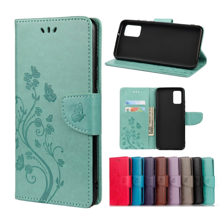 Estuche para teléfono de cuero con tapa horizontal con patrón de flores de mariposa con ranura para tarjeta y soporte, For Samsung Galaxy A33 5G, For Samsung Galaxy A53 5G, For Xiaomi Redmi Note 11 Pro, For Xiaomi Redmi Note 11