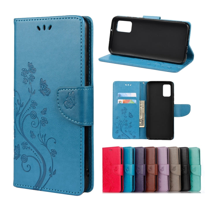 Estuche para teléfono de cuero con tapa horizontal con patrón de flores de mariposa con ranura para tarjeta y soporte, For Samsung Galaxy A33 5G, For Samsung Galaxy A53 5G, For Xiaomi Redmi Note 11 Pro, For Xiaomi Redmi Note 11