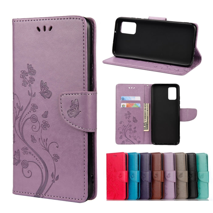 Estuche para teléfono de cuero con tapa horizontal con patrón de flores de mariposa con ranura para tarjeta y soporte, For Samsung Galaxy A33 5G, For Samsung Galaxy A53 5G, For Xiaomi Redmi Note 11 Pro, For Xiaomi Redmi Note 11