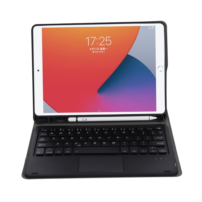 A07B-A Funda de cuero con teclado Bluetooth con textura de piel de cordero y teclado cuadrado con control táctil para iPad