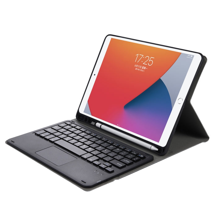 A07B-A Funda de cuero con teclado Bluetooth con textura de piel de cordero y teclado cuadrado con control táctil para iPad