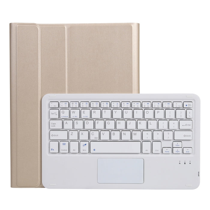 A07B-A Funda de cuero con teclado Bluetooth con textura de piel de cordero y teclado cuadrado con control táctil para iPad