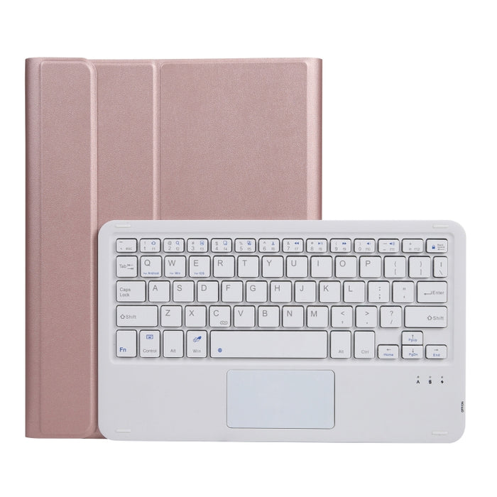 A07B-A Funda de cuero con teclado Bluetooth con textura de piel de cordero y teclado cuadrado con control táctil para iPad