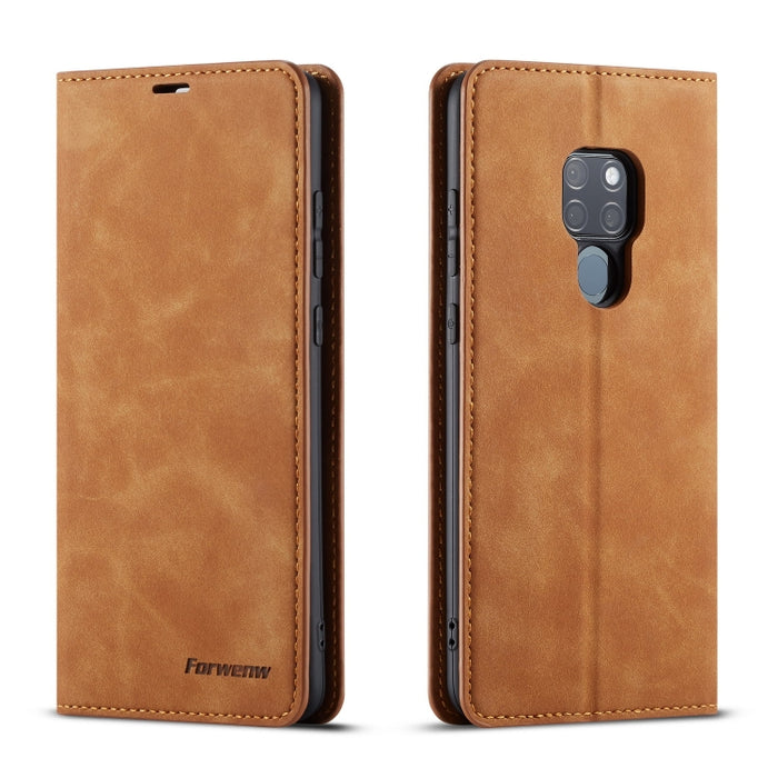 Forwenw Dream Series Oil Edge Fuerte magnetismo Funda de cuero con tapa horizontal con soporte y ranuras para tarjetas y billetera y marco de fotos, For Huawei P Smart+ (2019), For Huawei Mate 20, For Huawei Mate 20 Pro, For Huawei Mate 20 Lite        ...