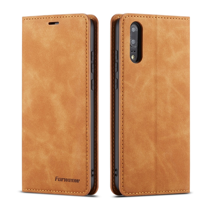 Forwenw Dream Series Oil Edge Fuerte magnetismo Funda de cuero con tapa horizontal con soporte y ranuras para tarjetas y billetera y marco de fotos, For Huawei P Smart+ (2019), For Huawei Mate 20, For Huawei Mate 20 Pro, For Huawei Mate 20 Lite        ...
