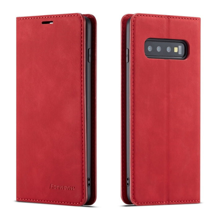 Forwenw Dream Series Oil Edge Fuerte magnetismo Funda de cuero con tapa horizontal con soporte y ranuras para tarjetas y billetera y marco de fotos, For Galaxy S9+, For Galaxy S10, For Galaxy S10+, For Galaxy S10e, For iPhone 6s / 6                    ...