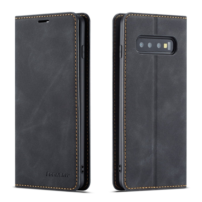 Forwenw Dream Series Oil Edge Fuerte magnetismo Funda de cuero con tapa horizontal con soporte y ranuras para tarjetas y billetera y marco de fotos, For Galaxy S9+, For Galaxy S10, For Galaxy S10+, For Galaxy S10e, For iPhone 6s / 6                    ...