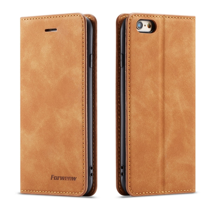 Forwenw Dream Series Oil Edge Fuerte magnetismo Funda de cuero con tapa horizontal con soporte y ranuras para tarjetas y billetera y marco de fotos, For Galaxy S9+, For Galaxy S10, For Galaxy S10+, For Galaxy S10e, For iPhone 6s / 6                    ...