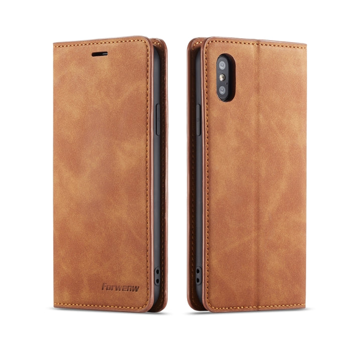 Forwenw Dream Series Oil Edge Fuerte magnetismo Funda de cuero con tapa horizontal con soporte y ranuras para tarjetas y billetera y marco de fotos, For Galaxy S9+, For Galaxy S10, For Galaxy S10+, For Galaxy S10e, For iPhone 6s / 6                    ...