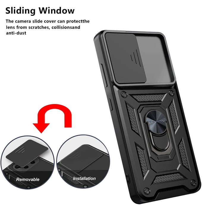 Funda de teléfono con diseño de cámara deslizante TPU + PC, For Samsung Galaxy A03s EU Version, For Samsung Galaxy A03s US Version, For Samsung Galaxy A33 5G, For Xiaomi Redmi Note 10 Pro 5G