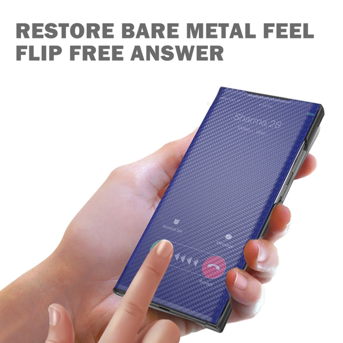 Estuche para teléfono de cuero View Time de fibra de carbono, For Samsung Galaxy S22 5G, For Samsung Galaxy S22+ 5G, For Samsung Galaxy S22 Ultra 5G, For Xiaomi Redmi Note 11 5G, For Xiaomi Redmi Note 11 Pro 5G