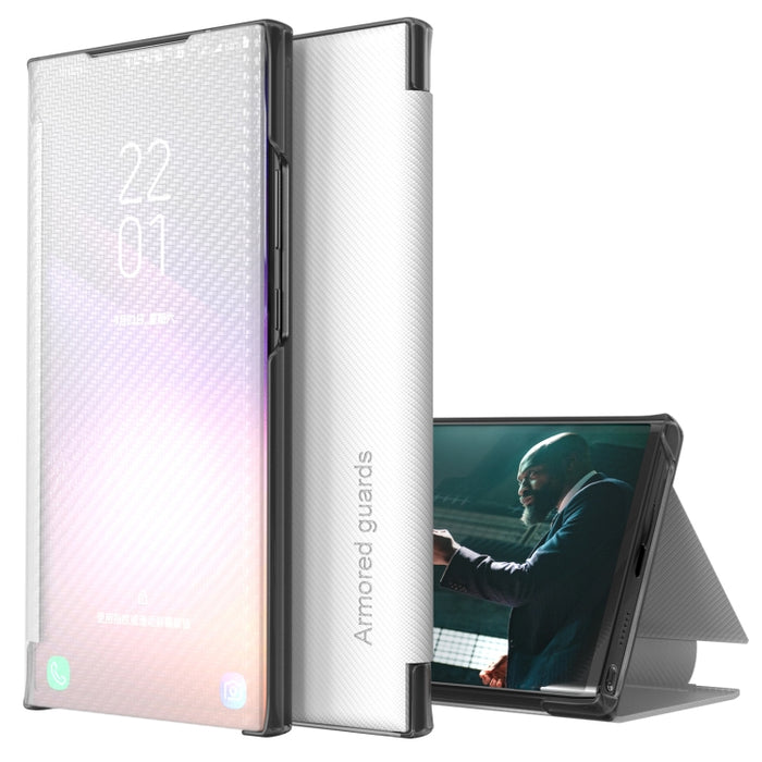 Estuche para teléfono de cuero View Time de fibra de carbono, For Samsung Galaxy S22 5G, For Samsung Galaxy S22+ 5G, For Samsung Galaxy S22 Ultra 5G, For Xiaomi Redmi Note 11 5G, For Xiaomi Redmi Note 11 Pro 5G