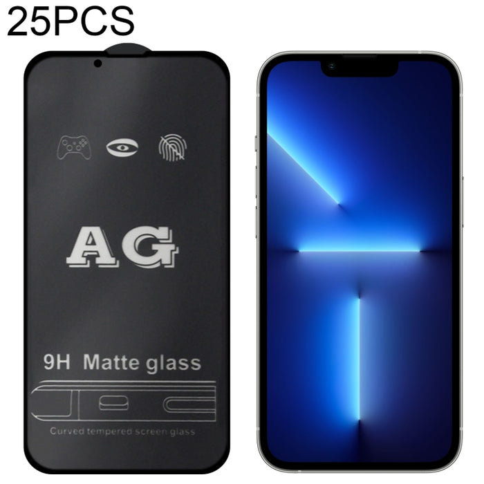 25 PCS AG Película de vidrio templado de cubierta completa esmerilada mate, For iPhone 16e / 13 / 13 Pro  (25pcs), For iPhone 13 Pro Max (25pcs)