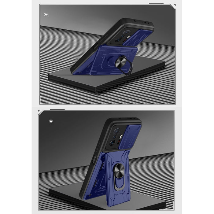 Funda para teléfono con funda para cámara con ranura para tarjeta y soporte, For Xiaomi 11T, For Xiaomi Redmi Note 10 Pro, For Xiaomi Redmi 10, For Samsung Galaxy S21 FE 5G