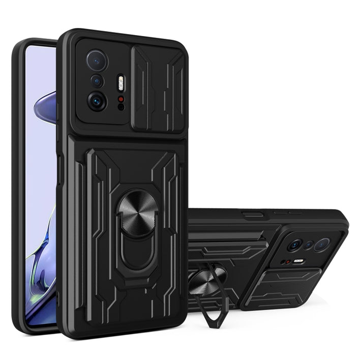 Funda para teléfono con funda para cámara con ranura para tarjeta y soporte, For Xiaomi 11T, For Xiaomi Redmi Note 10 Pro, For Xiaomi Redmi 10, For Samsung Galaxy S21 FE 5G
